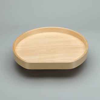 D-Shape LD Banded Wood Tray w/ Steel Bearing Corner Lazy Susans